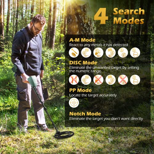 Metal Detector for Adults Professional - IP68 Waterproof Metal Detector, High Accuracy, [All & Disc, Notch & Pinpoint Modes], 10” Waterproof Search Coil, Adjustable Light, 2022 New Version