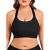 Lovomare Women's Bikini Top Swim Bra for Large Bust Cross Back Bathing Suit Top Adjustable Swim Suit Top Only
