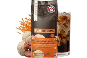 PureShrooms Mushroom Ground Coffee – Mind & Body – Single Origin - Medium Roast Arabica with Ultra Concentrated Lion’s Mane, 