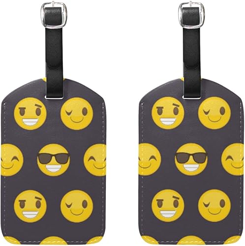 Amazon バッグ用ネームタグ ネームタグ スマイル 可愛い 面 荷物タグ ラゲージタグ かわいい おしゃれ 旅行用 スーツケースタグ Puレザー 2枚入 個性 Shimusuto バッグ用ネームタグ