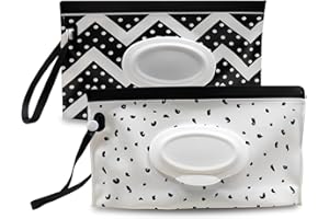 Fnydvis Baby Wipe Dispenser,Refillable Wipes Holder,Baby Wipes Container,Portable Wipes Dispenser Travel,Reusable Travel Wet Wipe Pouch (2PACK)