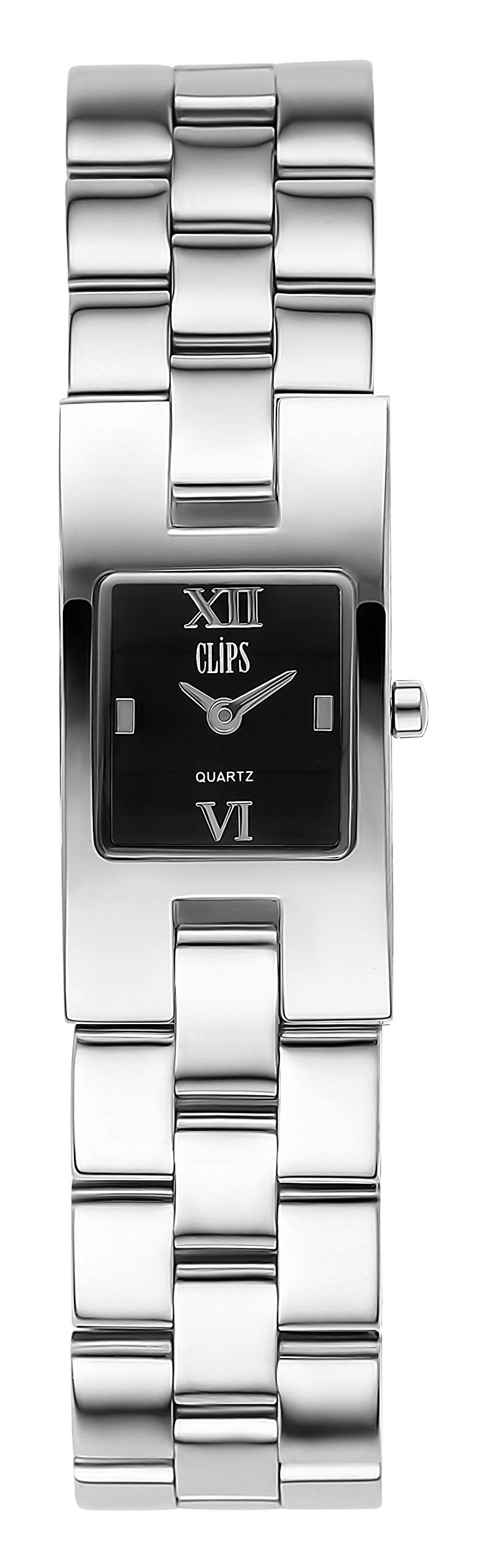 Clips Women's Quartz Watch with Black Dial Analogue Display and Metal Strap 553-2002-48