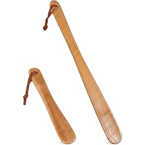 Prebafo 2 Pack Long Handle Shoe Horns for Men Women Seniors, Lightweight Shoe Helper with Hanging Hole, Portable Shoe Horn Se