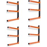 Ultrawall Wall Mount Wood Organizer and Lumber Storage Metal Rack with 3-Level - Indoor & Outdoor Use, 4 Pack