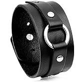 Fusamk Punk Rock Circle Pattern Wristband Wide Leather Cuff Bracelet