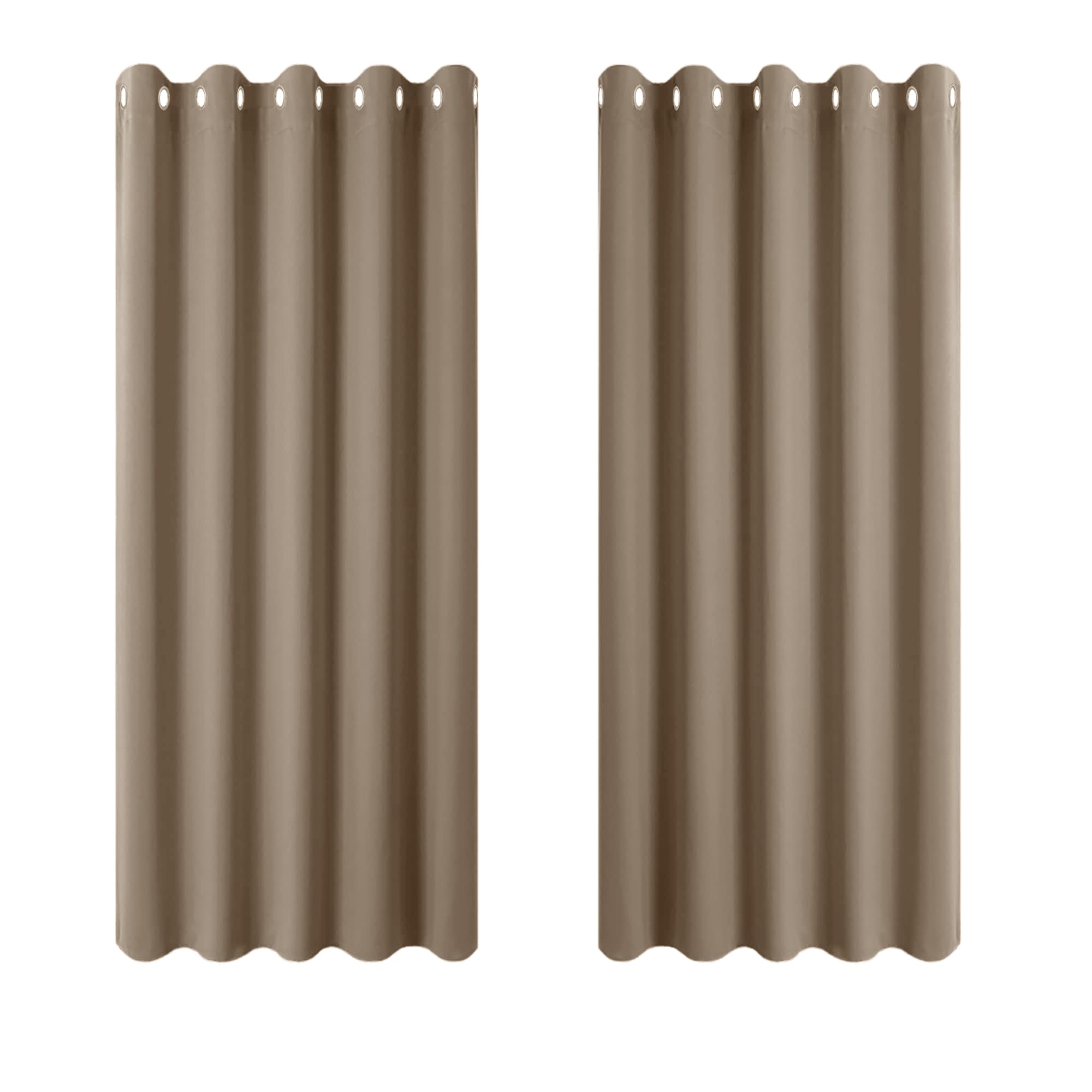 PONY DANCE Soft Blackout Curtains - Bedroom Eyelet Thermal Curtain & Drapes Short Panels for Bay Window Kitchen with Rings for Light Block, 2 Pieces, W 66 x L 54 Inch, Mocha