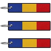 JAVD Romania Flag Keychain Tag with Key Ring - Keys, Cars, Motorcycles, Backpacks, Luggage and Gifts - EDC (3 Pack)