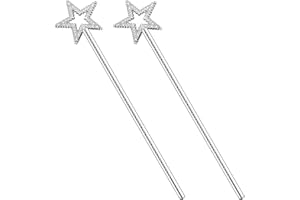 ZCYSRLQIN 2 Pcs 13 Inch Star Wand Baton Angel Wands Angel Fairy Wand Plating Wand Sticks for Princess Birthday Party Wedding Halloween Christmas Costume Cosplay Dress up Accessories（Silver）