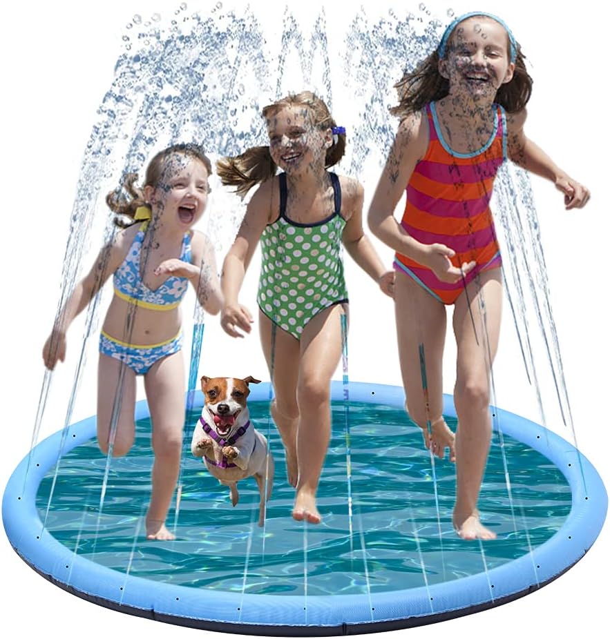 Splash Pad, Non-slip Large 67inch Sprinkler Play Mat for Kids and Pet Dog, Inflatable Water Pad Toys for Toddlers Boys Girls Adults in Garden, Beach, Yard, Summer Outdoor Water Play