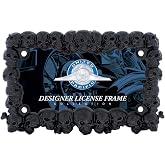 United Pacific 50113 Zinc Diecast Satin Black 3-D Skull Motorcycle License Plate Frame, All Over Skull Design, Gothic License Plate Holder, Heavy-Duty – ONE Unit