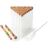 BKMAMLAB 30pcs 20ml Glass Test Tubes 15 x 150mm with Cork Stoppers and Brush for Scientific Experiments and Plant Propagation Test Tubes