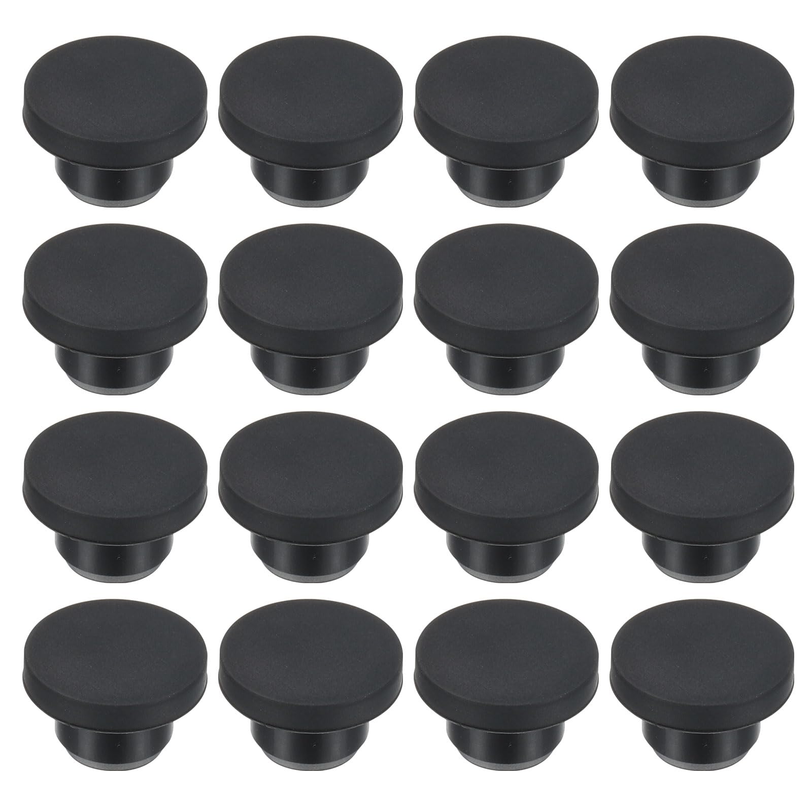 PATIKIL 15mm Diameter Rubber Hole Plugs, 16 Pcs Silicone Rubber Round Hole Stoppers for 14mm Hole, Black