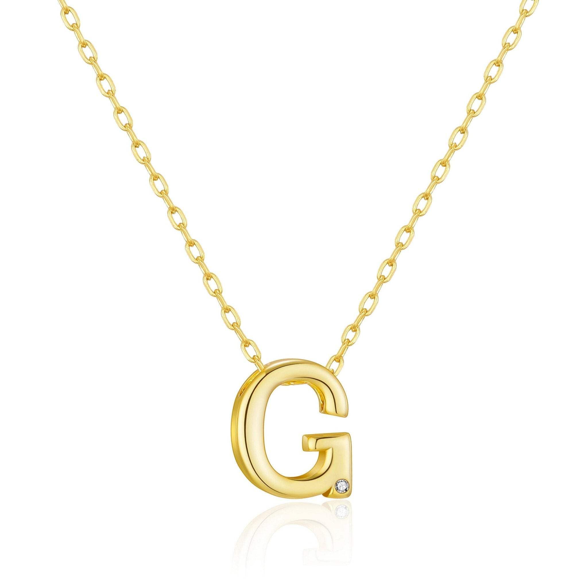 Philip Jones 18k Gold Plated Initial Necklace Letter G Created with Zircondia® Crystals