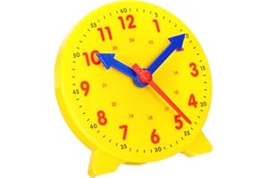 PATIKIL 4 inch Teaching Clock, Learn Clock Learning Tell Time Analog Clock Demonstration Clock 24 Hour 3 Pointers Geared Move