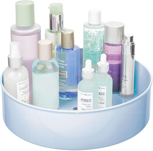 Dressers Dressing Tables Rotating Organizer For Bathroom Vanity Counter Tops Light Blue Mdesign Plastic Spinning Lazy Susan Turntable Storage Tray Makeup Stations Cabinet Drawer Organization Storage Organization