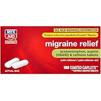 Rite Aid Migraine Relief (Acetaminophen 250mg / Aspirin 250mg / Caffeine 65mg) - 100 Count | NSAID Anti-Inflammatory