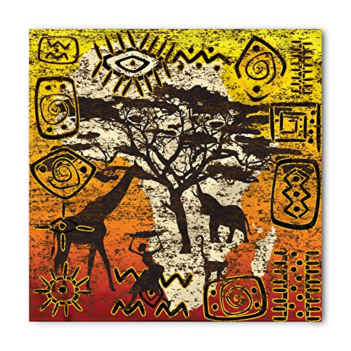 Lunarable African Bandana, Animals Cultural Ethnic Art, Unisex Head and Neck Tie
