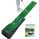 MYKUJA Putting Green Indoor Golf Putting Mat with Auto-Ball Return - Putter Alignment Guides at 3,5,7 Ft - Mini Golf Practice Mat for Home or Office - Golf Gifts for Men