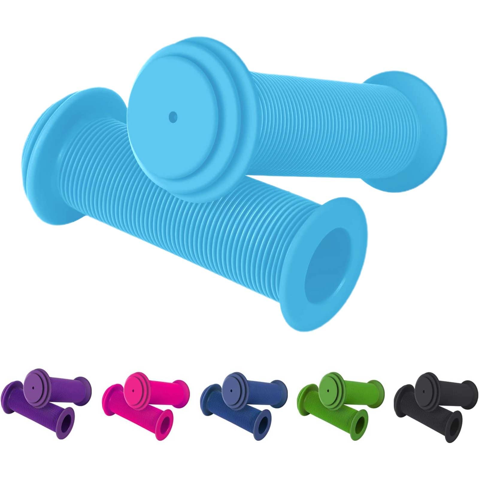 Soft Non-Slip Children's Cycling Grips - Universal Blue Rubber Handle Cover for Kids Boys Girls