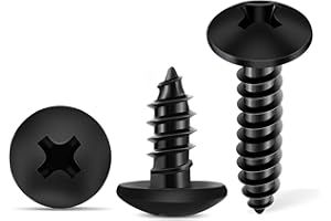 100 PCS #6 X 5/8 inch 18-8 (A2) Stainless Steel Truss Head Phillips Wood Screws, Black Coated Full Thread No.6 X 5/8'' Multipurpose Screw by TPOHH