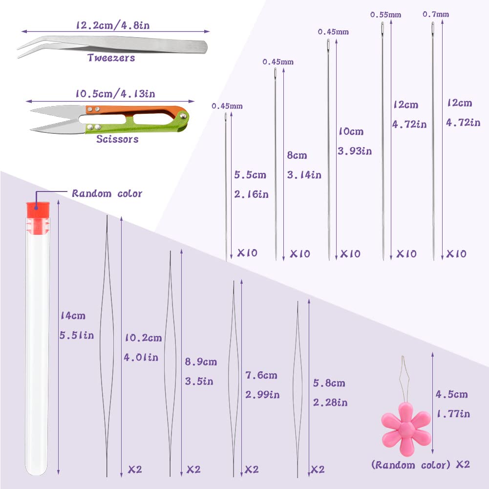58 Pcs Beading Needles for Jewelry Making, Big Eye Beading Needles Ultra-Thin Stainless Steel Craft Seed Bead Needles, Flexible Eye, Perfect for Beading, Embroidery & DIY Crafts