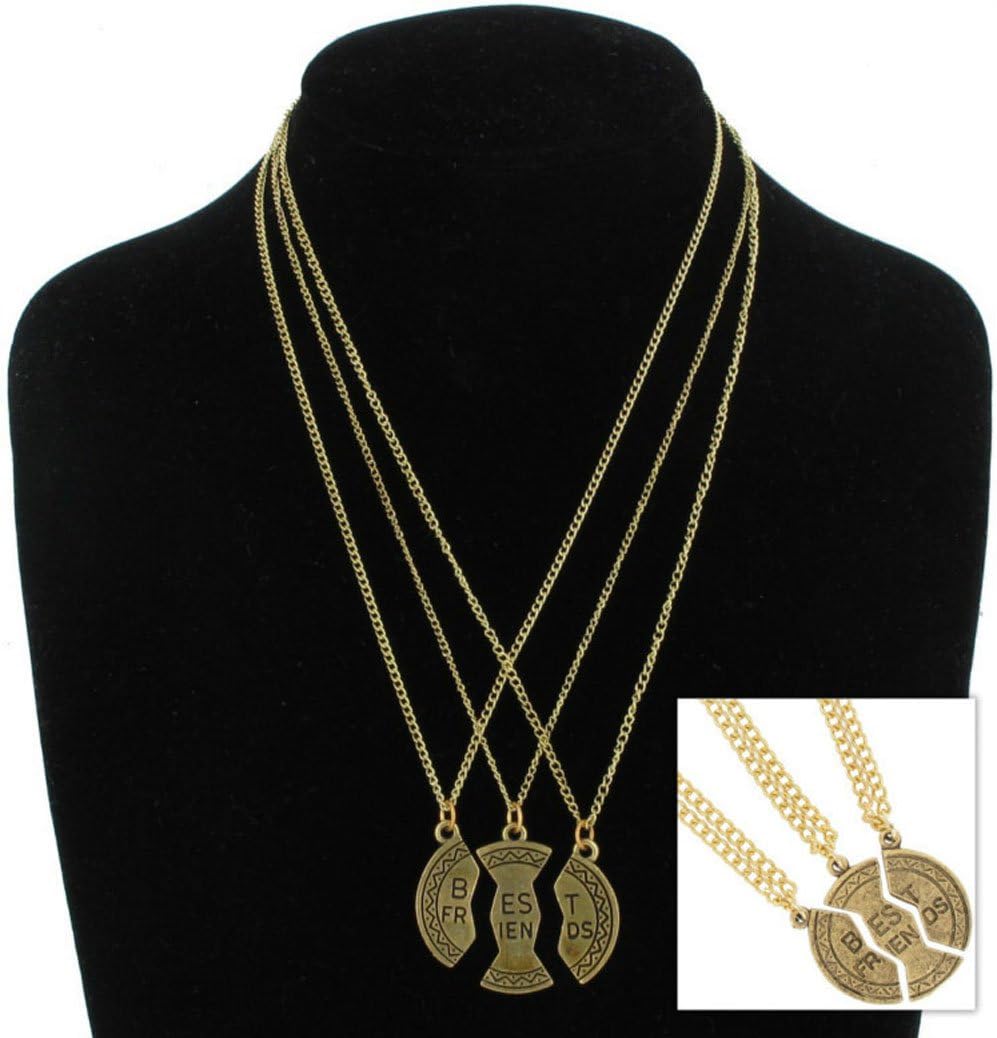 Love Heart Best Friends Forever 3 Part Necklace, Friendship Necklace Beautiful Gift