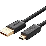 Ugreen Gold Plated High Speed 480Mbps USB 2.0 A Male to 5-Pin Mini B Cable for cell phones, MP3 players, digital cameras and PDAs etc, 3ft/1m