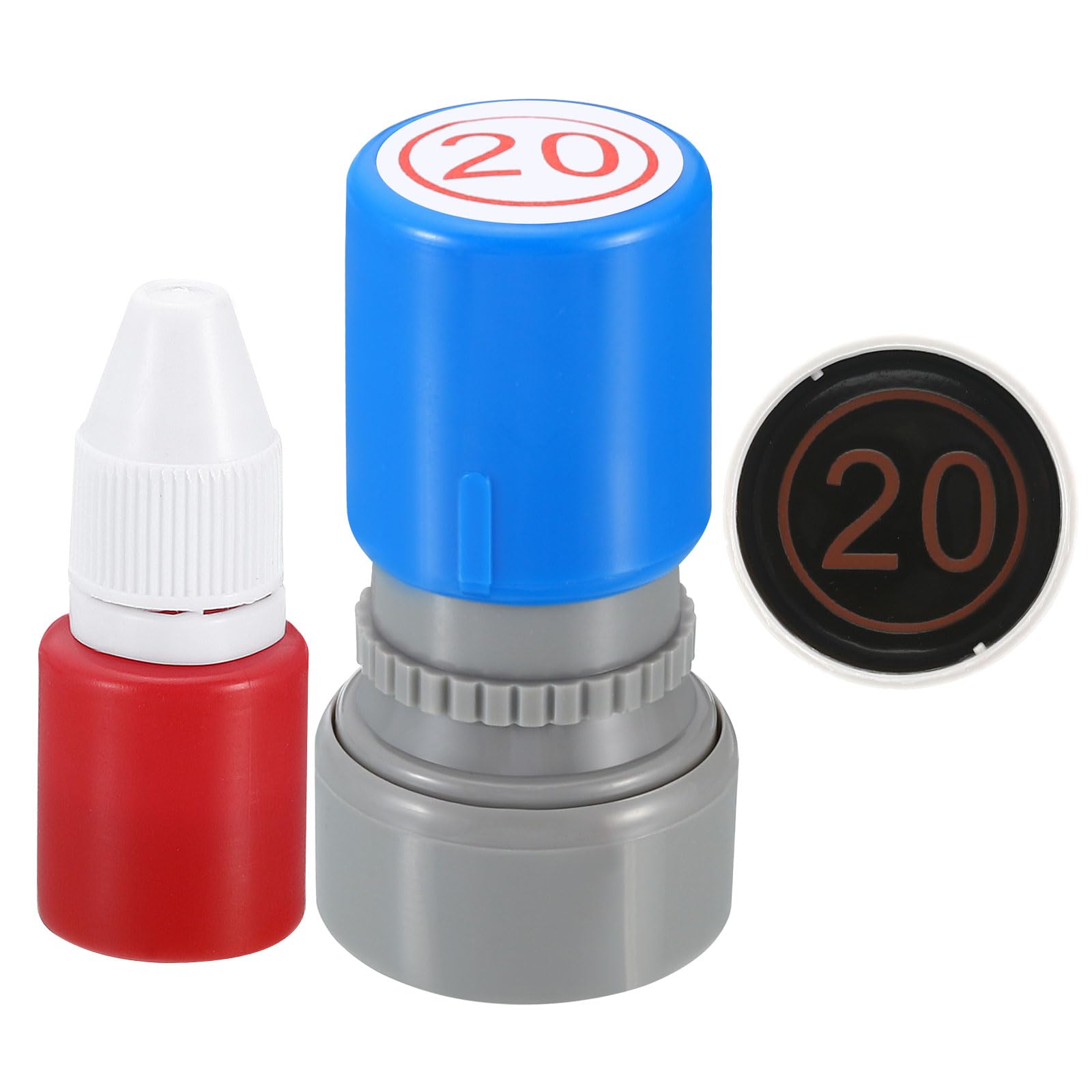 PATIKIL Number Stamps Self Inking, Numeral 20 Number Stamp Teacher Stamp Initial Stamp Ink Stamp for Class Notebook Scrapbooking DIY Craft Style 2, Red Ink