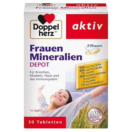 Doppelherz Frauen Mineralien DEPOT – Nahrungsergänzungsmittel mit vielen Mineralien und Vitaminen – Tabletten mit 2-Phasen-Sy