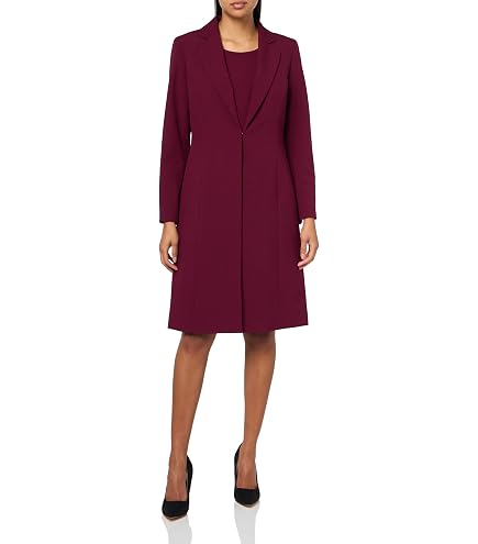 formal dress and coat set Le Suit Duster Jacket & Sheath Dress, 2pc Set, Bordeaux, 4 at Amazon Women's Clothing store dress and coat sets for weddings