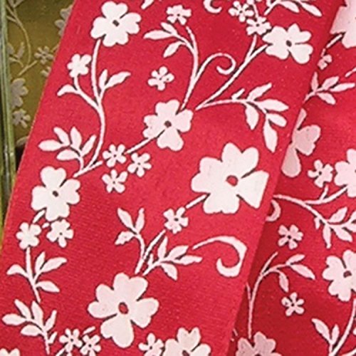 Red with White Small Flower Print Taffeta Wired Craft Ribbon 1.5