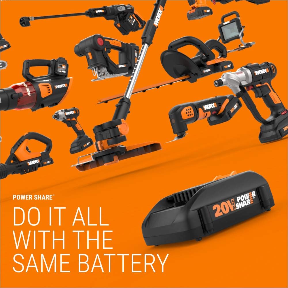 WORX WG170 GT Revolution 20V 12" Grass Trimmer/Edger/Mini-Mower 2 Batteries & Charger Included, Black and Orange : Garden & Outdoor
