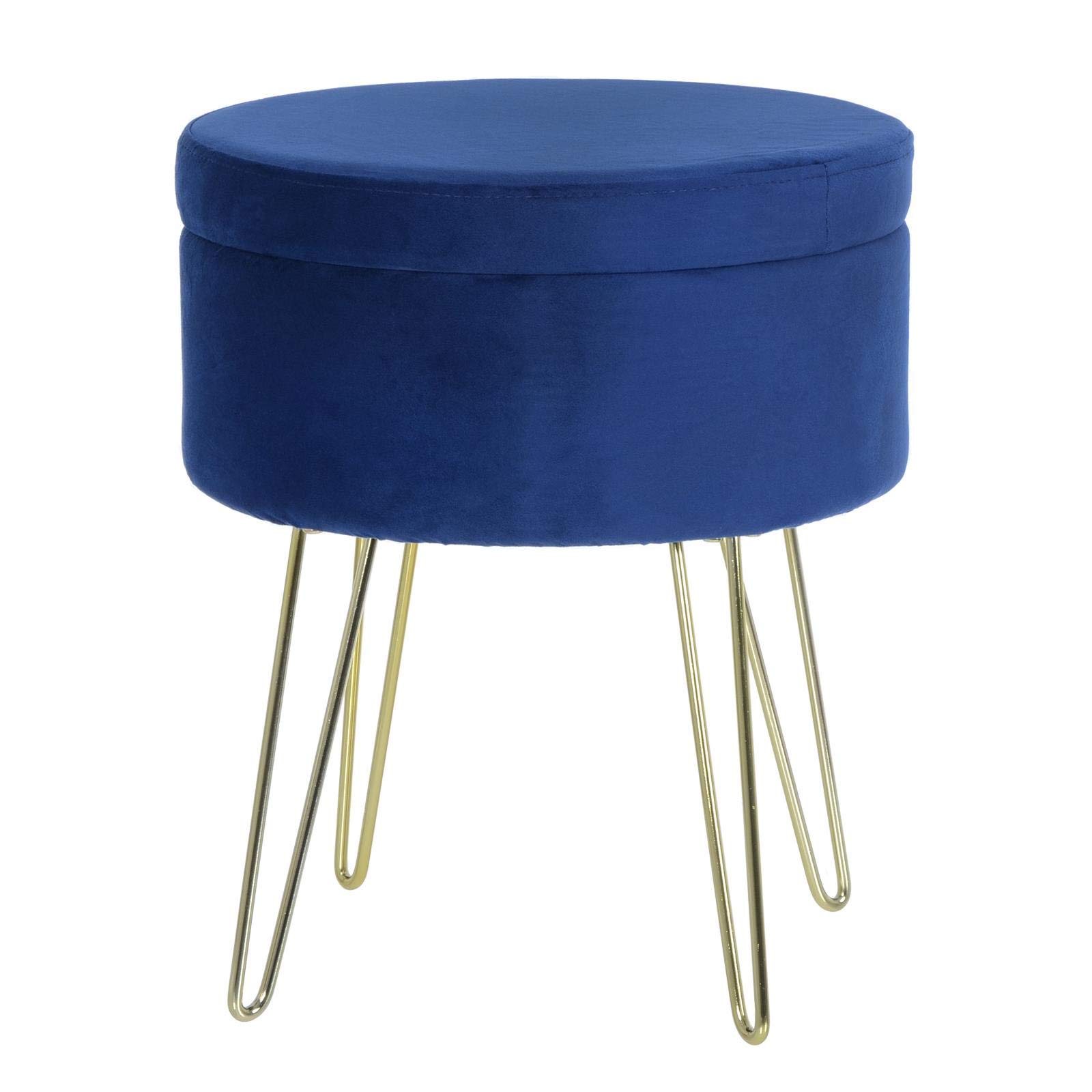 Hodge and Hodge Aria Storage Footstool Footrest Velvet Home Accessory - Navy