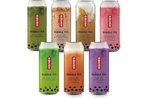 Pocas Bubble Tea with Tapioca Pearls, (Pack of 7, Variety, 16.5 oz), Asian Drinks, Refreshing Milk Tea with Boba Pearls (Variety)