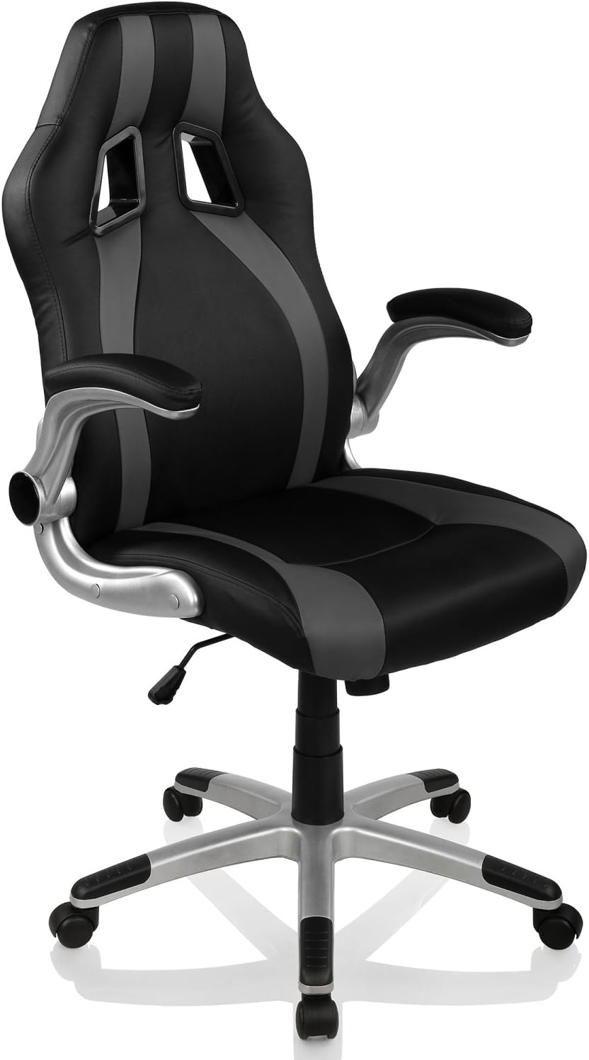 RACEMASTER Office Chair Desk Chair Racing Look โGT Stripes Seriesโ, Gaming-Chair, Collapsible Armrests, XL Five-Star Base, Gas Lift Rocking Function