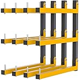 4 PACK Lumber Storage Rack Wall Mount Wood Organizer Storage Racks Heavy Duty Shelf Brackets with 6-Level System 720 LB Sturdy Folding Garage Wall Shelving, Snowboard Rack for Indoor and Outdoor