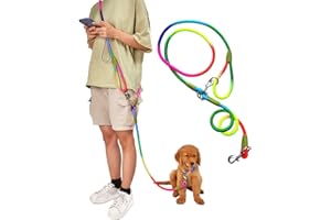 pawstrip Hands Free Dog Leash Waist & Crossbody Rope with Slip Lead Durable for 2 Dogs Nylon Reflective Heavy Duty Hiking Running Leash for Medium Large Dogs (Multicolor)