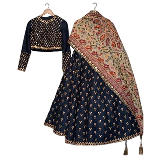 Womens Silk Lehenga Choli (YF_25, Blue, Free Size)