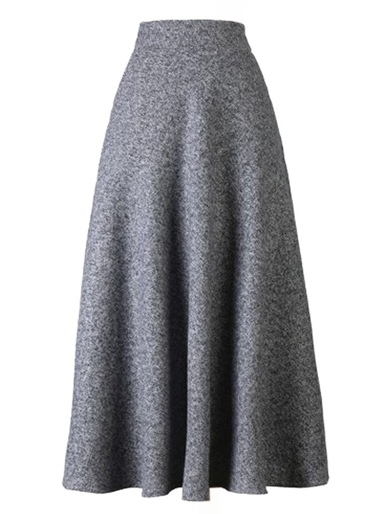 CHOiES record your inspired fashionChoies Women Winter Skirt,Aline Long Fall Skirt with Pockets and High Elastic Wasit