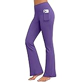 AegisChic Flare Yoga Pants with Pockets for Women Wide Leg Tummy Control Flared Workout Leggings High Waist