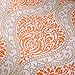 Comfort Spaces – Coco Duvet Cover Mini Set - 3 Piece – Orange and Taupe – Printed Damask Pattern With Corner Ties – Full/Queen size, includes 1 Duvet Cover, 2 Shams
