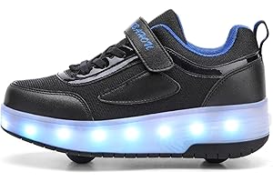 JIAN DIAN Kids Light Up Shoes with Wheels USB Chargable Colorful Light Up Roller Skate Shoes