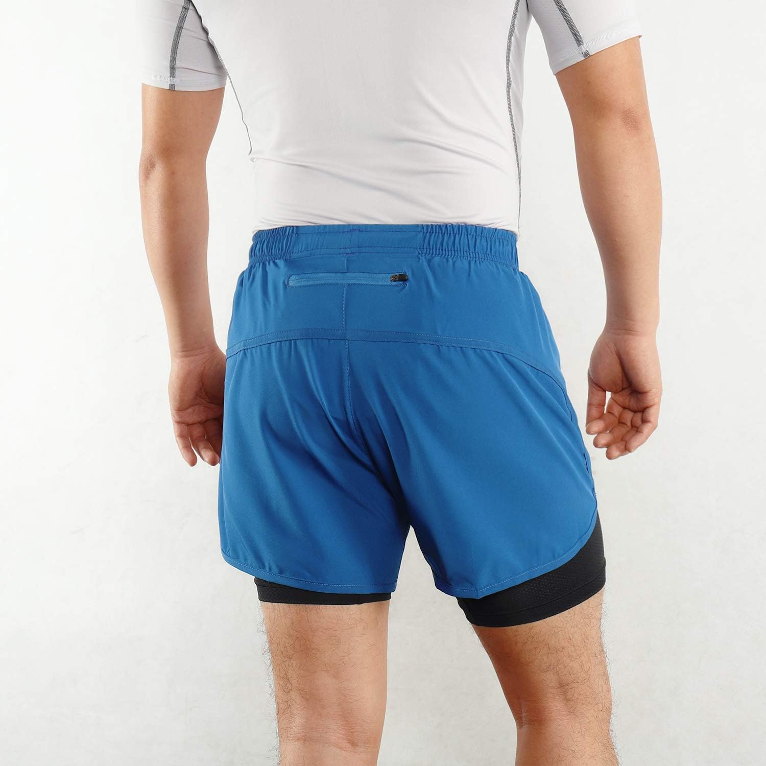 Lixada Men's 2-in-1 Running Shorts Quick Drying Breathable Active Training Exercise Jogging Cycling Shorts: Clothing