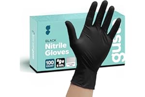 Black Nitrile Disposable Gloves 6 Mil. Extra Strength Latex & Powder Free, Chemical Resistance, Textured Fingertips Gloves