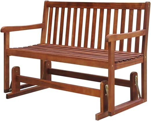 Festnight Banco Columpio de Jardín Madera Maciza de Acacia Marrón