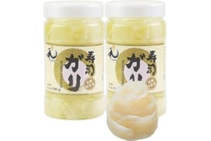 YUHO Pickled Sushi Ginger 24 Oz Japanese White Gari Sushi Ginger Fat Free, Sugar Free, Kosher, BRC, No MSG, Low cal – 2 Jars of 12 oz