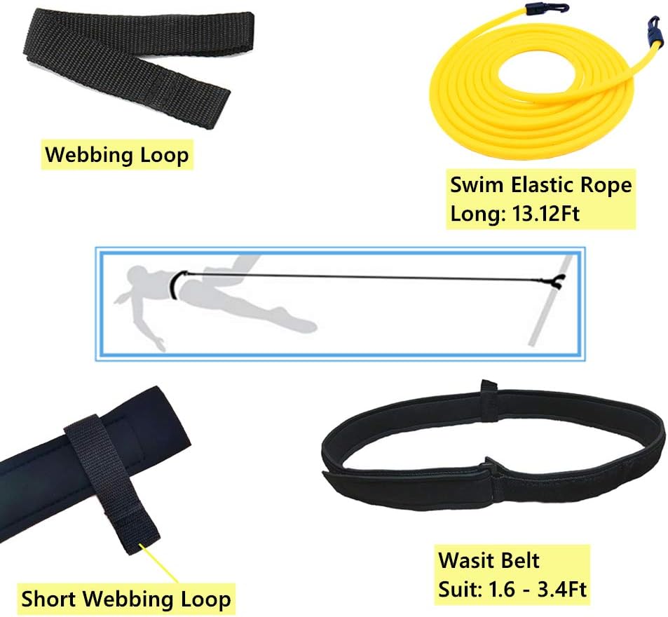 4m Swimming Belt for Adults Swimming Bands for Training Flexible Swimming Rope Belt for Pool, Adjustable Swimming Training Rope Bands Swimming Elastic Rope Swim Belt Swimming Resistance Belt : Sports & Outdoors