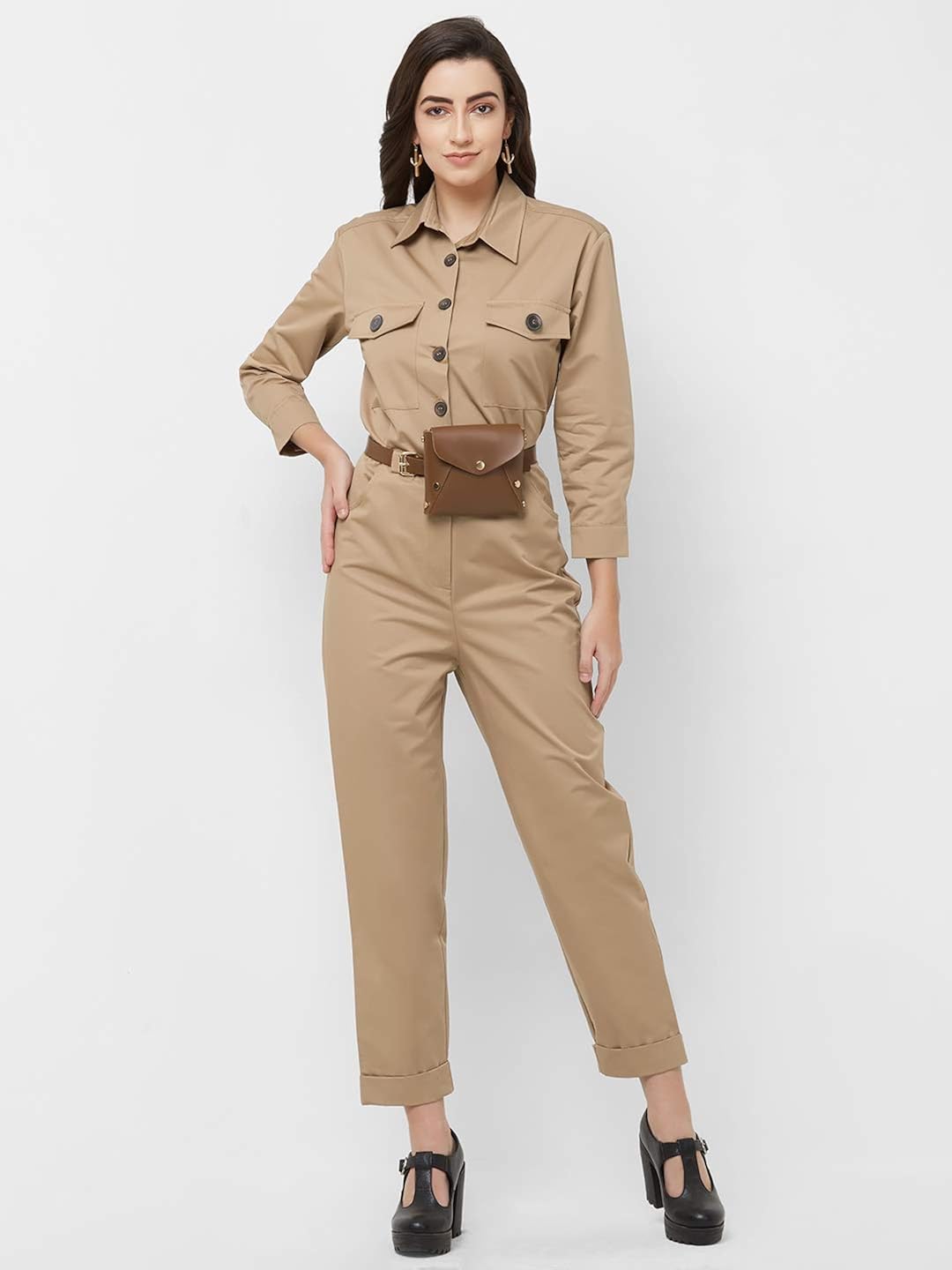 utility jumpsuit beige