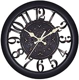 Silent Outdoor Wall Clock, Metal Decorative Black 28cm view 1