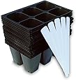 Seedling Starter Trays, 144 Cells: (24 Trays; 6-cells Per Tray), Plus 5 Plant Labels by Industry Standard Grower's Supply